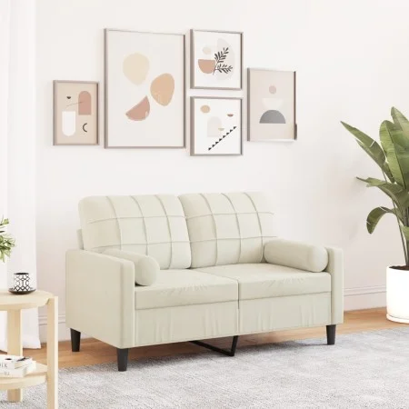 Sofá de 2 plazas con cojines terciopelo color crema 120 cm de , Sofás - Ref: Foro24-3278217, Precio: 249,71 €, Descuento: %