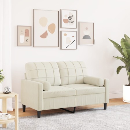Sofá de 2 plazas con cojines terciopelo color crema 120 cm de , Sofás - Ref: Foro24-3278217, Precio: 253,93 €, Descuento: %
