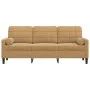 Sofá de 3 plazas con cojines terciopelo marrón 180 cm by , Sofas - Ref: Foro24-3278236, Price: 330,86 €, Discount: %