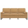 Sofá de 3 plazas con cojines terciopelo marrón 180 cm de , Sofás - Ref: Foro24-3278236, Precio: 337,41 €, Descuento: %