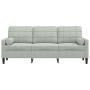 Sofá de 3 plazas con cojines terciopelo gris claro 180 cm de , Sofás - Ref: Foro24-3278229, Precio: 273,86 €, Descuento: %