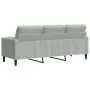 Sofá de 3 plazas con cojines terciopelo gris claro 180 cm by , Sofas - Ref: Foro24-3278229, Price: 270,42 €, Discount: %