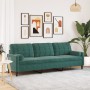 Sofá de 3 plazas con cojines terciopelo verde oscuro 210 cm de , Sofás - Ref: Foro24-3278241, Precio: 358,27 €, Descuento: %