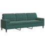Sofá de 3 plazas con cojines terciopelo verde oscuro 210 cm de , Sofás - Ref: Foro24-3278241, Precio: 358,27 €, Descuento: %