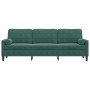 Sofá de 3 plazas con cojines terciopelo verde oscuro 210 cm de , Sofás - Ref: Foro24-3278241, Precio: 358,27 €, Descuento: %