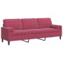 Sofá de 3 plazas con cojines terciopelo rojo tinto 210 cm de , Sofás - Ref: Foro24-3278243, Precio: 328,30 €, Descuento: %