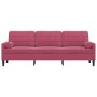Sofá de 3 plazas con cojines terciopelo rojo tinto 210 cm de , Sofás - Ref: Foro24-3278243, Precio: 328,30 €, Descuento: %