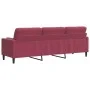 Sofá de 3 plazas con cojines terciopelo rojo tinto 210 cm by , Sofas - Ref: Foro24-3278243, Price: 322,59 €, Discount: %