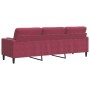 Sofá de 3 plazas con cojines terciopelo rojo tinto 210 cm de , Sofás - Ref: Foro24-3278243, Precio: 328,30 €, Descuento: %