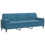 Sofá de 3 plazas con cojines terciopelo azul 210 cm by , Sofas - Ref: Foro24-3278248, Price: 347,44 €, Discount: %
