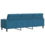 Sofá de 3 plazas con cojines terciopelo azul 210 cm by , Sofas - Ref: Foro24-3278248, Price: 347,44 €, Discount: %