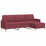 Sofá de 3 plazas con taburete de tela rojo tinto 210 cm de , Sofás - Ref: Foro24-3278255, Precio: 391,29 €, Descuento: %
