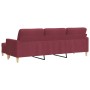 Sofá de 3 plazas con taburete de tela rojo tinto 210 cm de , Sofás - Ref: Foro24-3278255, Precio: 391,29 €, Descuento: %