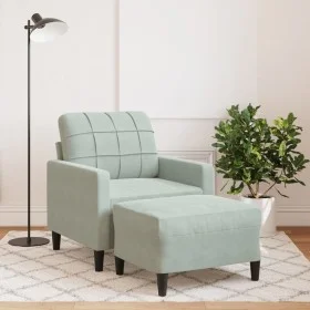 Sillón con taburete terciopelo gris claro 60 cm de , Sofás - Ref: Foro24-3278257, Precio: 182,50 €, Descuento: %