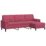 Dreisitzer-Sofa mit rotem Samt-Hocker, 210 cm. von , Sofas - Ref: Foro24-3278281, Preis: 362,35 €, Rabatt: %
