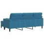 Sofá de 3 plazas con taburete de terciopelo azul 180 cm de , Sofás - Ref: Foro24-3278276, Precio: 346,11 €, Descuento: %