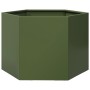 Jardinera hexagonal de acero verde oliva 69x60x45 cm de , Maceteros y jardineras - Ref: Foro24-851125, Precio: 58,19 €, Descu...