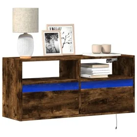 Mueble de TV de pared con luces LED roble ahumado 100x31x45 cm by , TV Furniture - Ref: Foro24-852338, Price: 73,53 €, Discou...