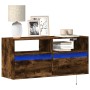 Mueble de TV de pared con luces LED roble ahumado 100x31x45 cm de , Muebles TV - Ref: Foro24-852338, Precio: 74,56 €, Descuen...