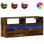Mueble de TV de pared con luces LED roble ahumado 100x31x45 cm de , Muebles TV - Ref: Foro24-852338, Precio: 74,56 €, Descuen...