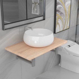 Conjunto de muebles de baño 2 piezas cerámica roble de , Muebles de baño - Ref: Foro24-279330, Precio: 105,40 €, Descuento: %