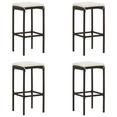 Taburetes de cocina con cojines 4 uds ratán sintético marrón de vidaXL, Taburetes de cocina - Ref: Foro24-313445, Precio: 95,...