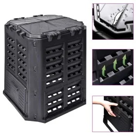 Black garden composter 68.9x68.9x83.9 cm 360 L by , Composters - Ref: Foro24-146275, Price: 69,55 €, Discount: %