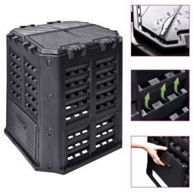 Compostador de jardín negro 68,9x68,9x83,9 cm 360 L de , Compostadores - Ref: Foro24-146275, Precio: 84,40 €, Descuento: %