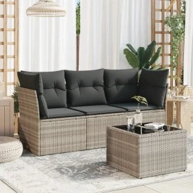 Garden sofa set 4 pieces with gray synthetic rattan cushions by , Garden sets - Ref: Foro24-3249061, Price: 284,85 €, Discoun...