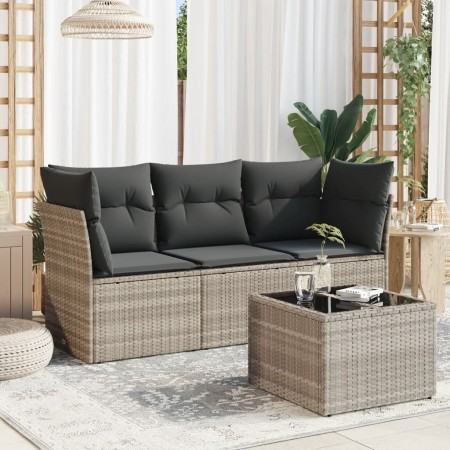 Set de sofás de jardín 4 pzas y cojines ratán sintético gris de , Conjuntos de jardín - Ref: Foro24-3249061, Precio: 266,32 €...