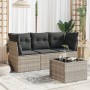 Set de sofás de jardín 4 pzas y cojines ratán sintético gris de , Conjuntos de jardín - Ref: Foro24-3249061, Precio: 266,32 €...
