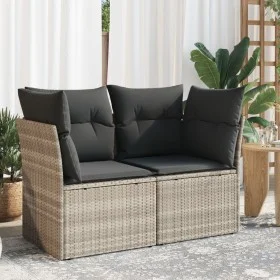 Sofá de jardín con cojines 2 plazas ratán sintético gris claro de , Sofás de exterior - Ref: Foro24-366176, Precio: 168,48 €,...