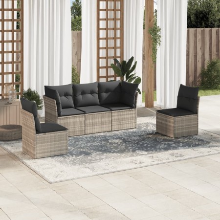 Set de sofás jardín y cojines 5 pzas ratán sintético gris claro de , Conjuntos de jardín - Ref: Foro24-3249191, Precio: 349,6...