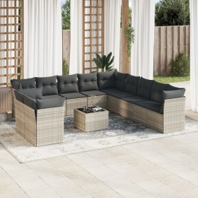 Set de sofás de jardín 12 pzas y cojines ratán sintético gris de , Conjuntos de jardín - Ref: Foro24-3249731, Precio: 860,47 ...