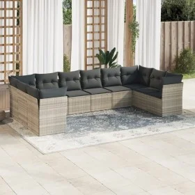 Set sofás jardín 10 pzas con cojines ratán sintético gris claro de , Conjuntos de jardín - Ref: Foro24-3250041, Precio: 712,3...
