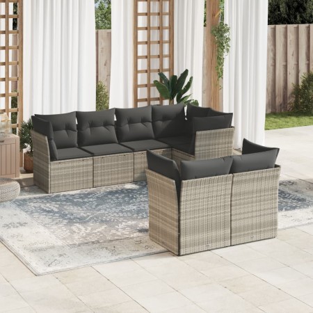 Set de sofás de jardín 7 pzas con cojines ratán PE gris claro de , Conjuntos de jardín - Ref: Foro24-3217902, Precio: 510,67 ...