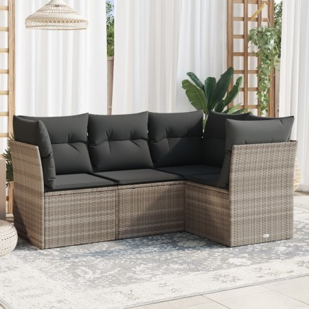 Set de sofás de jardín 4 pzas y cojines ratán sintético gris de , Conjuntos de jardín - Ref: Foro24-3249421, Precio: 295,98 €...