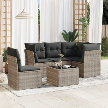 Set de sofás de jardín 6 pzas y cojines ratán sintético gris de , Conjuntos de jardín - Ref: Foro24-3217652, Precio: 401,18 €...