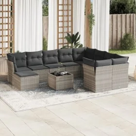 Set de sofás de jardín 11 pzas y cojines ratán sintético gris de , Conjuntos de jardín - Ref: Foro24-3250441, Precio: 722,93 ...