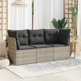 Set de sofá de jardín 3 pzas y cojines ratán sintético gris de , Conjuntos de jardín - Ref: Foro24-3217212, Precio: 222,58 €,...