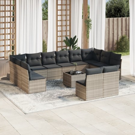 Set sofás de jardín con cojines 13 piezas ratán sintético gris de , Conjuntos de jardín - Ref: Foro24-3250221, Precio: 882,71...
