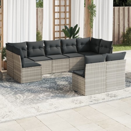 Set muebles jardín 9 pzas y cojines ratán sintético gris claro de , Conjuntos de jardín - Ref: Foro24-3249991, Precio: 633,30...