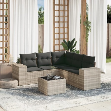 Set de sofás de jardín 6 pzas y cojines ratán sintético gris de , Conjuntos de jardín - Ref: Foro24-3254899, Precio: 430,16 €...