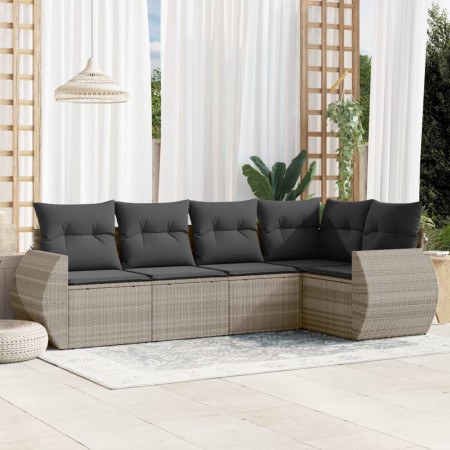 Set de sofás jardín y cojines 5 pzas ratán sintético gris claro de , Conjuntos de jardín - Ref: Foro24-3253669, Precio: 374,1...