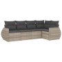 Set de sofás jardín y cojines 5 pzas ratán sintético gris claro de , Conjuntos de jardín - Ref: Foro24-3253669, Precio: 374,1...
