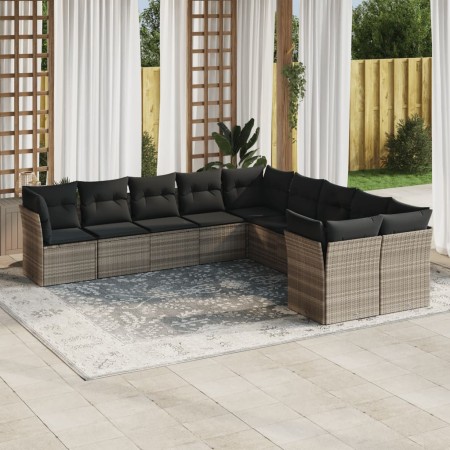 Set sofás jardín 10 pzas con cojines ratán sintético gris claro de , Conjuntos de jardín - Ref: Foro24-3250081, Precio: 695,5...