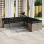Set sofás jardín 10 pzas con cojines ratán sintético gris claro de , Conjuntos de jardín - Ref: Foro24-3250081, Precio: 695,5...
