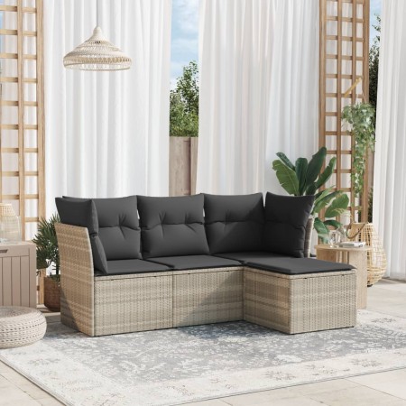 Set de sofás de jardín 4 pzas y cojines ratán sintético gris de , Conjuntos de jardín - Ref: Foro24-3217542, Precio: 262,06 €...