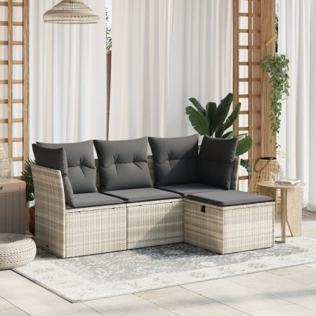 Set de sofás de jardín 4 pzas y cojines ratán sintético gris de , Conjuntos de jardín - Ref: Foro24-3263118, Precio: 267,06 €...