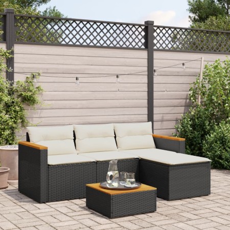 Set de sofás de jardín con cojines 3 pzas ratán sintético negro de , Conjuntos de jardín - Ref: Foro24-365826, Precio: 258,48...